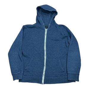 21 Men Hoodie Mens Medium Blue Heather Full Zip Fleece Lined Forever 21 Casual